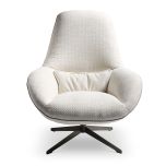 Lounge Sessel MOMO - Kompletter Sessel ist in Stoff bezogen, Biese Ton in Ton.