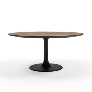 (Ess-)Tisch JOIST – Tischplatte aus Holz oak morado | Gestell aus schwarzem Aluminium