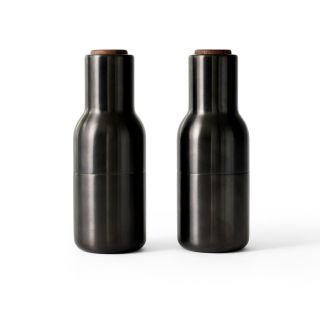 Bottle GRINDER - Salz- und Pfeffermühle bronzed BRASS walnut