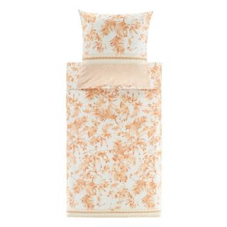 Bettwäsche 'Ibiscus' aus hochwertigen Baumwollsatin von Bassetti. Das Design zeigt ein Blumenmuster in zarten Karamelltönen.
