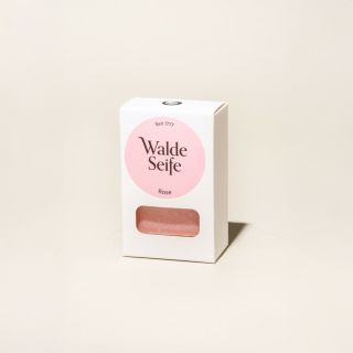 Handgeschöpfte Seife ROSE mit Blüten (100g) von WALDE