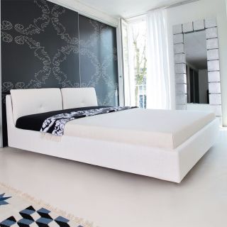 Polsterbett SHELL Stoff VELVET weiss